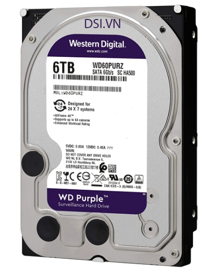 Ổ cứng 6TB Western Digital  Purple (Tím) WD64PURZ | Chính hãng; 36T