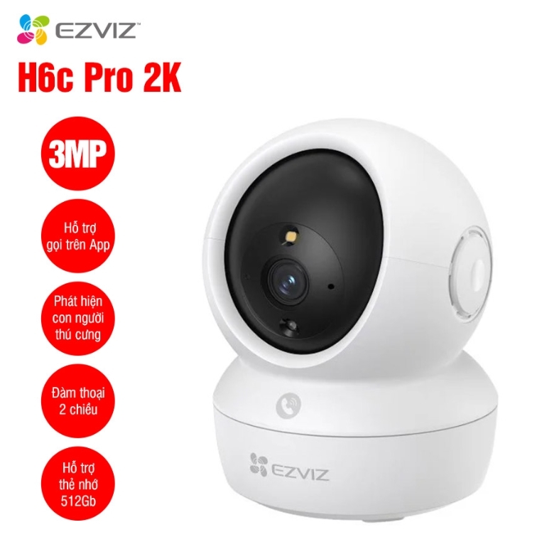 Số lượng >=10 Giảm 3K | Camera Ezviz Xoay 360 Trong Nhà H6C Pro 2K (3.0MP); 24T