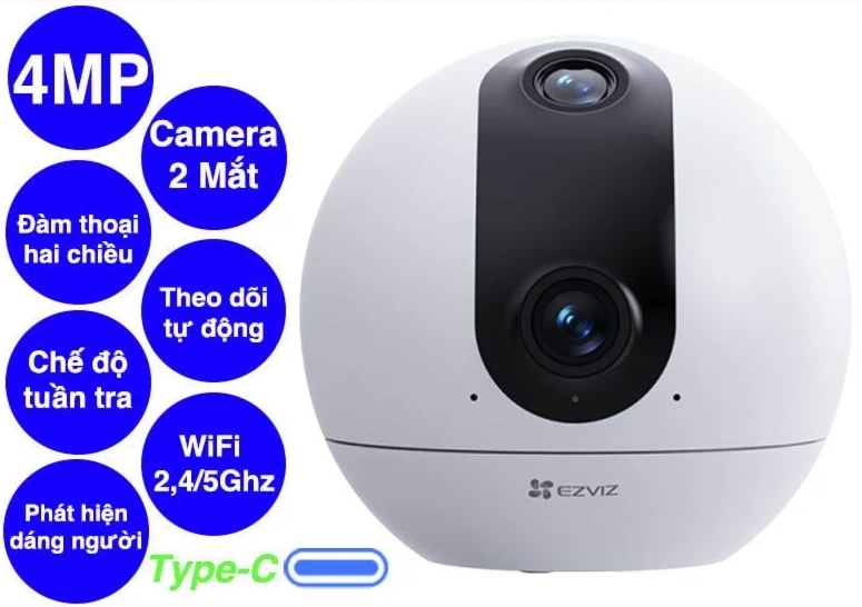 Camera EZVIZ C60p Dual Mix 2K Mắt Kép 3MP+3MP; 24T