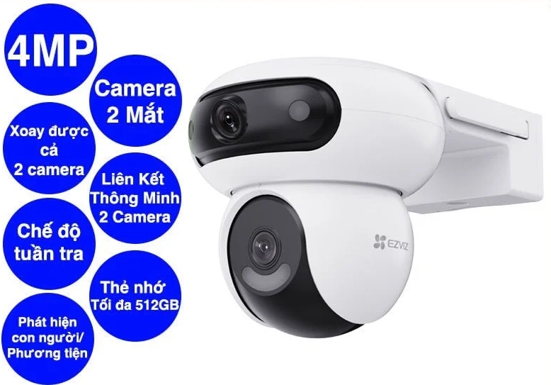 Camera EZVIZ H90 Dual 2K⁺ 8MP 2 Mắt Xoay 360° Ngoài Trời; 24T