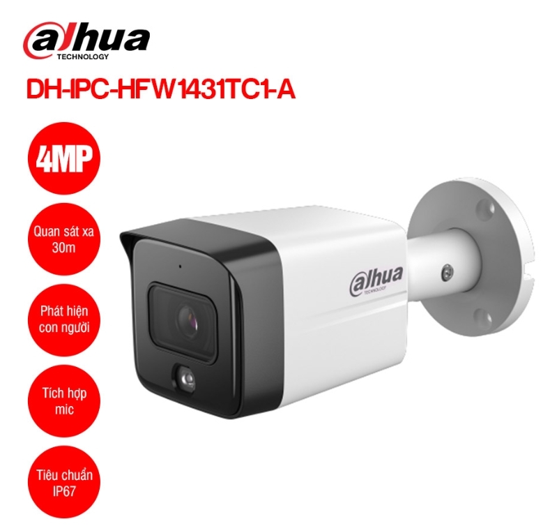 Camera IP  4MP DAHUA DH-IPC-HFW1431TC1-A; 24T