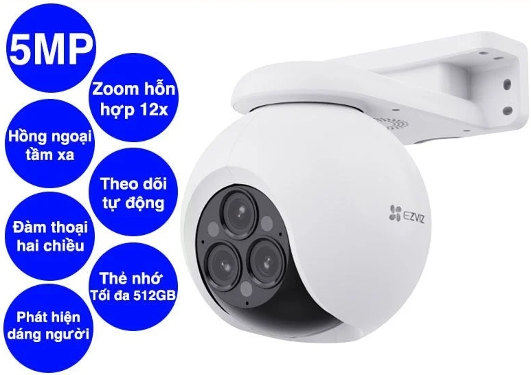 Camera Ngoài Trời 3 Ống Kính Ezviz H80F Zoom 12X/ Quay quét ngoài trời 360/ đàm thoại 2 chiều/ Nhận diện dáng người; 24T