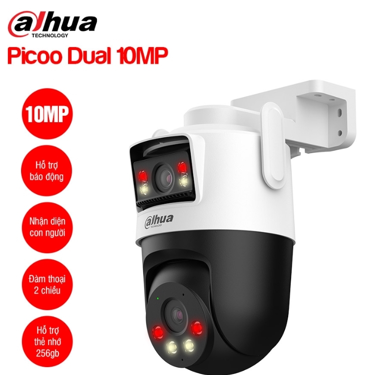 Camera Wifi 2 Ống kính Ngoài trời 5MP DAHUA DH-P5D-5F-PV | Báo động đèn và còi hú | Tích hợp Micro và Loa, đàm thoại 2 chiều | ONVIF | Wifi 6 2.4GHz,