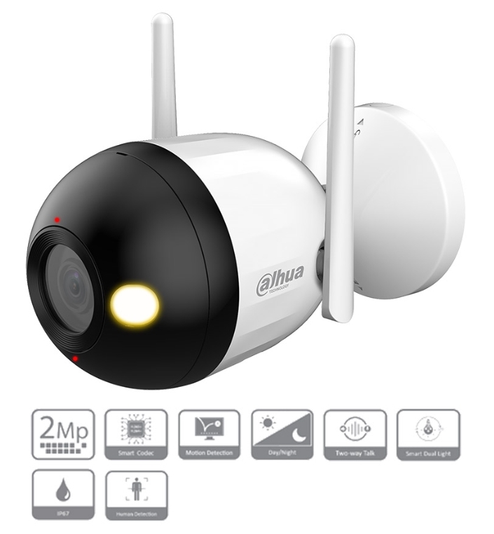Camera IP Wifi Bullet C1 2MP Smart Dual Light DAHUA DH-F2C-PV | Full color | Hồng ngoại và đèn LED 30m, ánh sáng kép thông minh | Báo động chủ động bằ