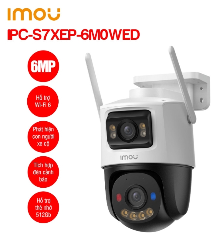 Camera Imou IPC-S7XEP-6M0WED | Ngoài trời | 2 ống kính | 6MP | Hồng ngoại tầm xa 30m | Đàm thoại 2 chiều với mic và loa | Phát hiện xe, phát hiện ngườ