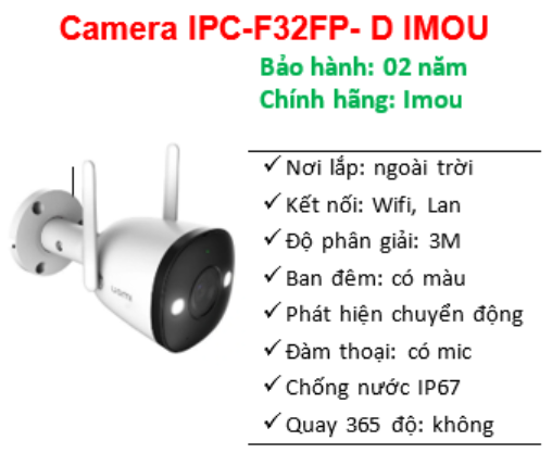 Camera IP IMOU IPC-F32FP-D-IMOU có màu ban đêm; 24T