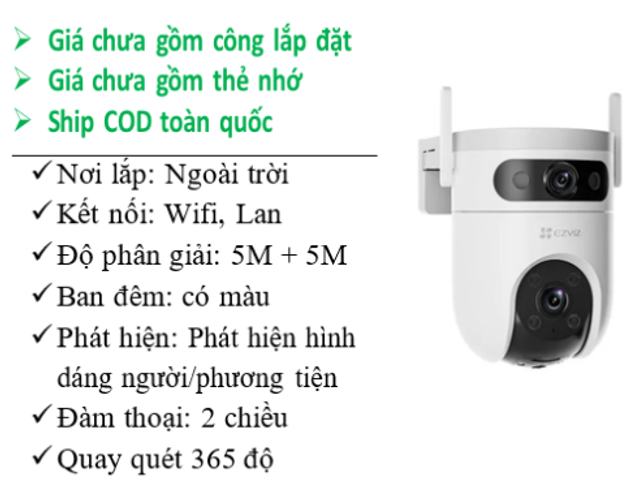 Camera 2 ống kính kép Ezviz CS-H9C (5MP+5MP); 24T