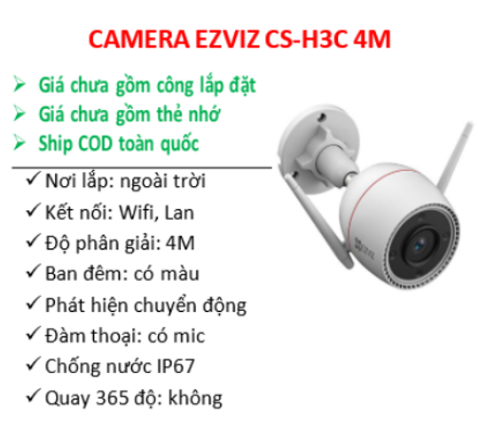 Camera Ezviz CS-H3C 4mp, Color Night; 24T