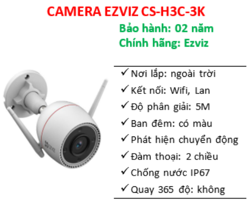 Camera Ezviz CS-H3C 5mp, Color Night; 24T