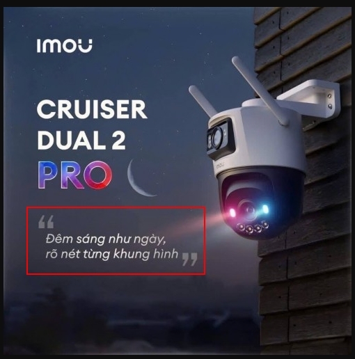Camera Wifi 8MP iMOU Cruiser Dual 2 Pro ban đêm có màu (IPC-S7XFP-8U0WED) | Công nghệ AURORA siêu nhạy sáng, nhìn ban đêm có màu | Đàm thoại 2 chiều |