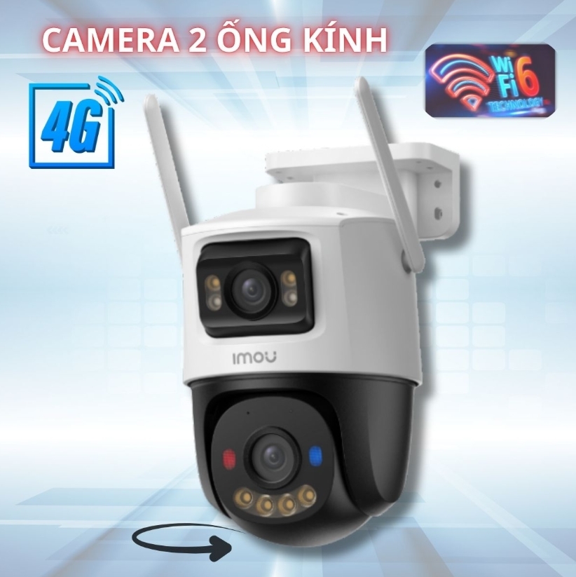 Camera Imou 4G 2 ống kính ngoài trời IPC-S7XCP-6M1TED-EU 6.0MP | Kết nối 4G | Có màu ban đêm | Phát hiện người, xe | Đàm thoại 2 chiều, xoay 355° | Hỗ