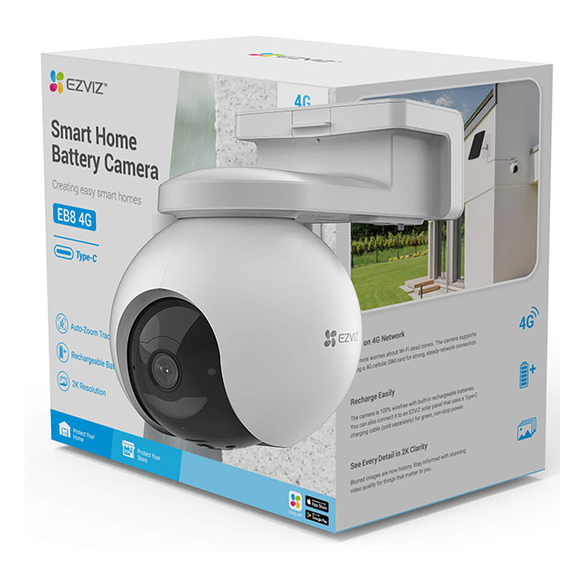 Camera 3mp EZVIZ EB8 (dùng Sim 4G) Dùng Pin Sạc/ Ngoài Trời + Kèm tấm năng lượng; 24T