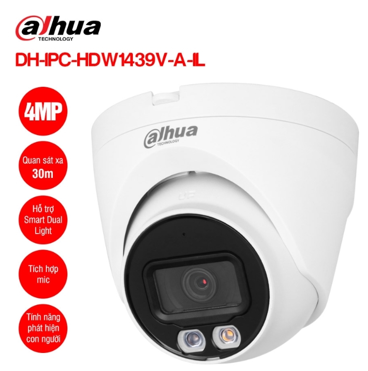 Camera IP Dome 4MP DAHUA DH-IPC-HDW1439V-PV; 24T