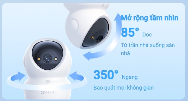 Số lượng >=5 Giảm 3K | Camera trong nhà EZVIZ H6C G1 4K 8M | Tầm nhìn đêm có màu | Phát hiện người và thú cưng | Đàm thoại hai chiều | Băng tần kép Wi