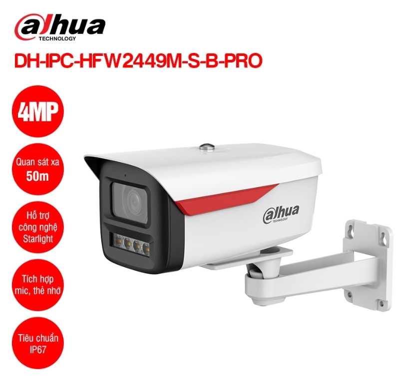 Camera IP Dahua 4MP model DH-IPC-HFW2449M-S-B-PRO; 24T
