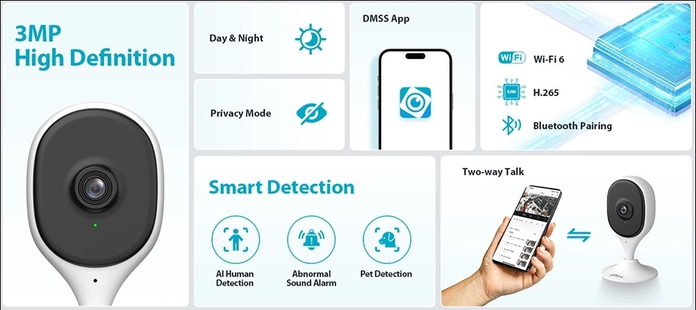 Camera Wifi cố định 3MP DAHUA DH-C3A;24T