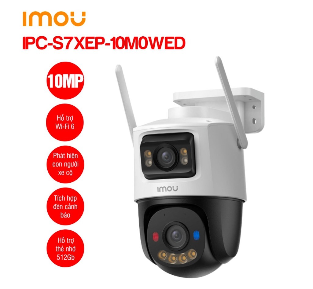 Camera Imou IPC-S7XEP-10M0WED | Ngoài trời | 2 ống kính | 10MP | Hồng ngoại tầm xa 30m | Đàm thoại 2 chiều với mic và loa | Phát hiện xe, phát hiện ng