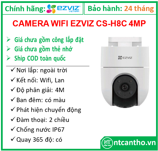 Camera Wifi EZVIZ - CS -H8C 4MP; 24T