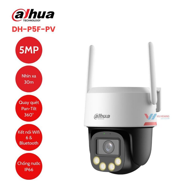 Camera Wifi 5MP WizColor PT Dahua DH-P5F-PV