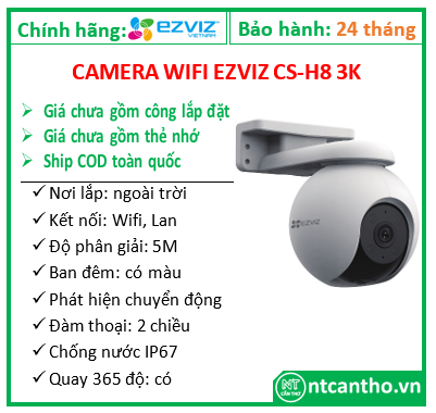 Camera WiFi  EZVIZ CS-H8 Pro 3K 5MP; 24T