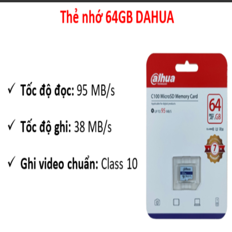 Thẻ nhớ DAHUA 64GB (DHI-TF-C100/64GB); 24T